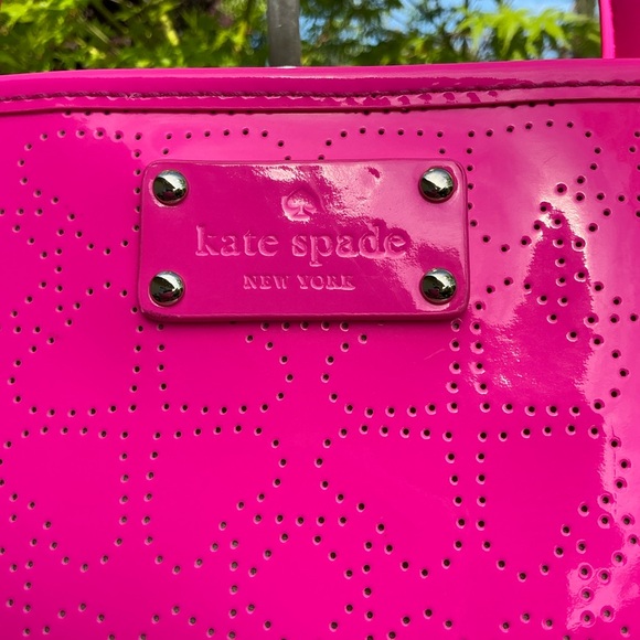 Kate Spade New York Neon Pink Tote Shoulder Hand Bag Patent Leather - Picture 2 of 11